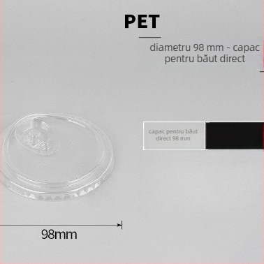 Pahar de cafea, de unică folosință, transparent, pentru băuturi reci și ceai cu lapte, diametrul 98 mm, capacitate 500 ml