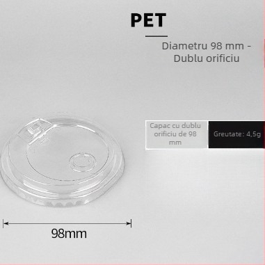Pahar de cafea, de unică folosință, transparent, pentru băuturi reci și ceai cu lapte, diametrul 98 mm, capacitate 500 ml