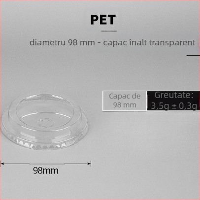 Pahar de cafea, de unică folosință, transparent, pentru băuturi reci și ceai cu lapte, diametrul 98 mm, capacitate 500 ml