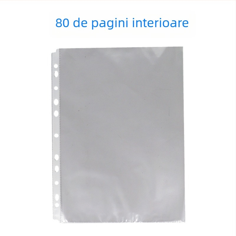 Dosar transparent cu inel D, patru găuri, format A4, cu inserții pentru copertă