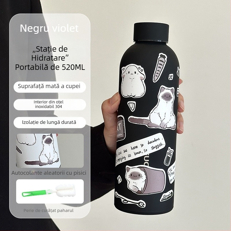 Cană izolată din oțel inoxidabil 304, capacitate mare, bidon sport, portabil, design minimalist