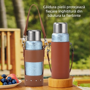 Husă pentru ceașcă din piele PU, design semiacoperire, pentru ceașcă din titan, husă portabilă, personalizabilă