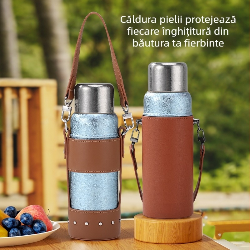 Husă pentru ceașcă din piele PU, design semiacoperire, pentru ceașcă din titan, husă portabilă, personalizabilă