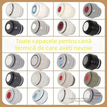 Capac termoizolant pentru cană cu dop interior și capac exterior, etanș la scurgeri