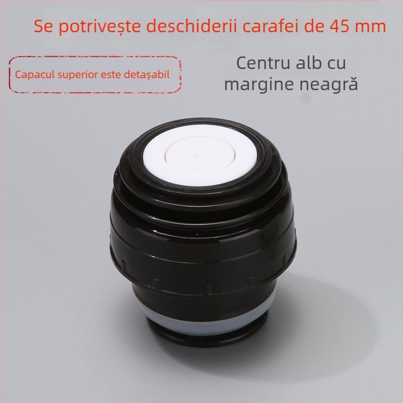 Capac termoizolant pentru cană cu dop interior și capac exterior, etanș la scurgeri