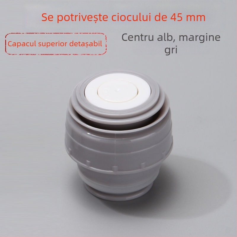 Capac termoizolant pentru cană cu dop interior și capac exterior, etanș la scurgeri