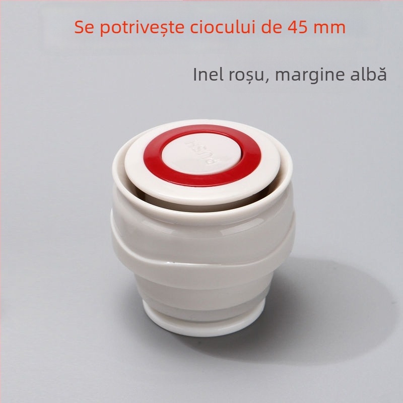 Capac termoizolant pentru cană cu dop interior și capac exterior, etanș la scurgeri