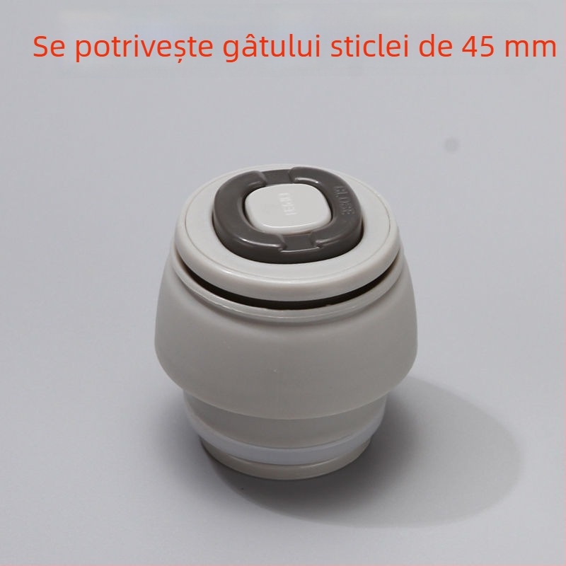 Capac termoizolant pentru cană cu dop interior și capac exterior, etanș la scurgeri