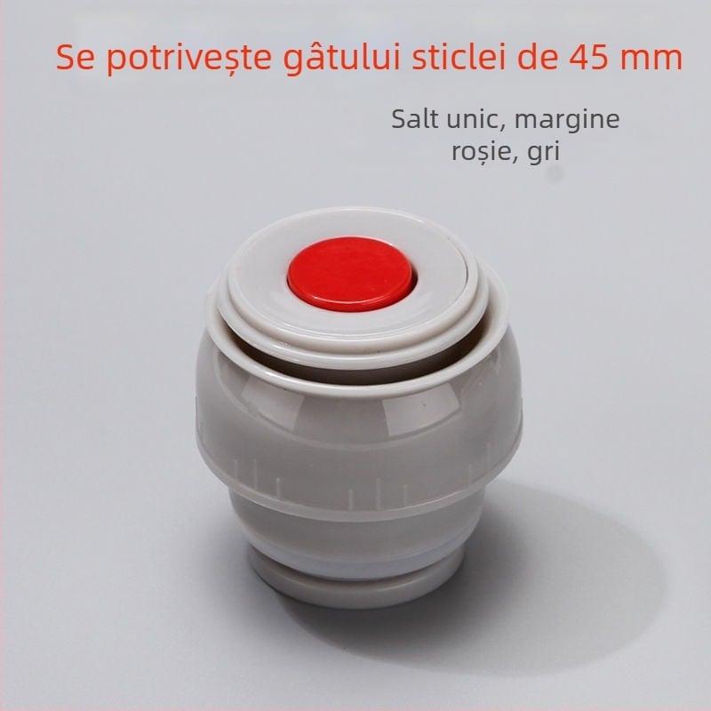 Capac termoizolant pentru cană cu dop interior și capac exterior, etanș la scurgeri