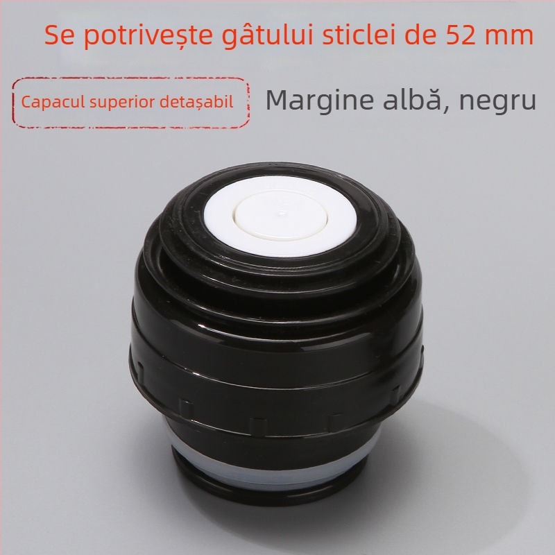 Capac termoizolant pentru cană cu dop interior și capac exterior, etanș la scurgeri