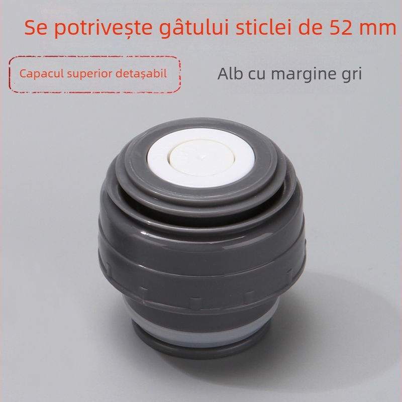 Capac termoizolant pentru cană cu dop interior și capac exterior, etanș la scurgeri
