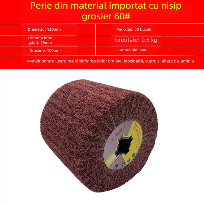 Roată de polizare din nylon pentru oțel inoxidabil și prelucrare metalică, cu fibre de nylon ca abraziv și lustruire cu lână