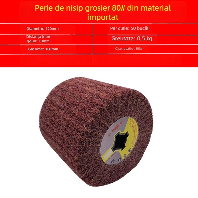 Roată de polizare din nylon pentru oțel inoxidabil și prelucrare metalică, cu fibre de nylon ca abraziv și lustruire cu lână