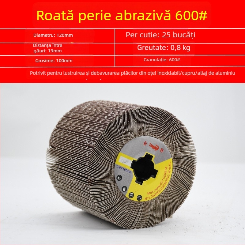 Roată de polizare din nylon pentru oțel inoxidabil și prelucrare metalică, cu fibre de nylon ca abraziv și lustruire cu lână