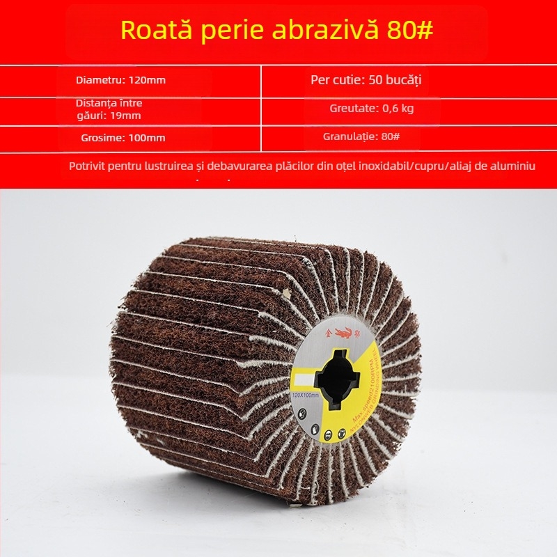 Roată de polizare din nylon pentru oțel inoxidabil și prelucrare metalică, cu fibre de nylon ca abraziv și lustruire cu lână