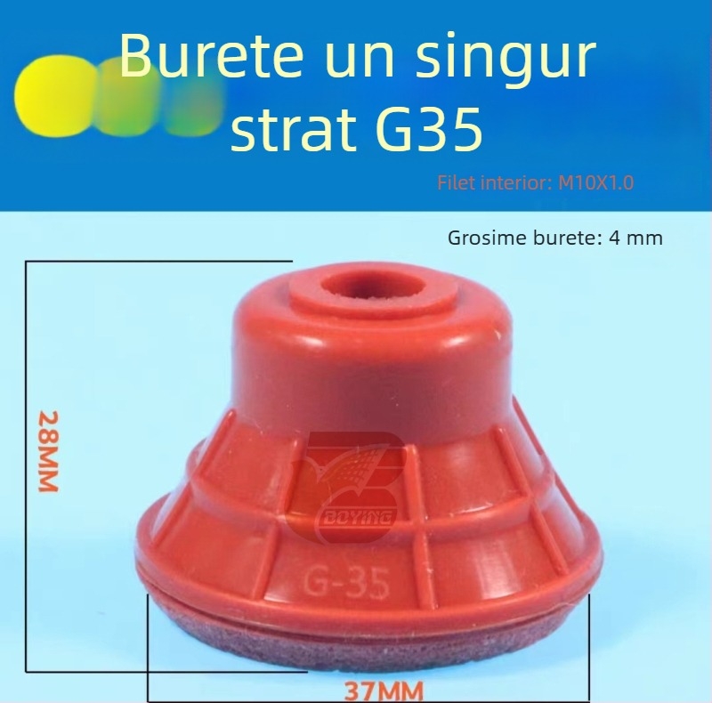 Accesorii pentru brațul robotic: ventuză din burete, cu strat simplu și strat dublu, G35 T20, cu suprafață ondulată, roșu, rezistentă la temperaturi înalte
