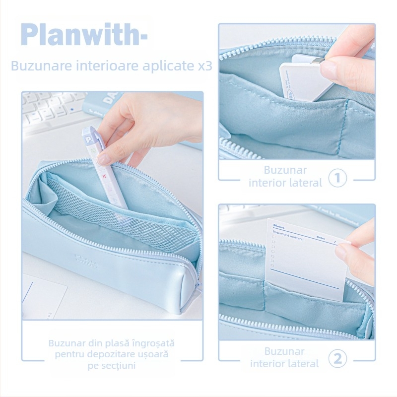 Planwith Penar din piele PU, deschidere amplă, rezistent la apă, capacitate mare, pentru elevi