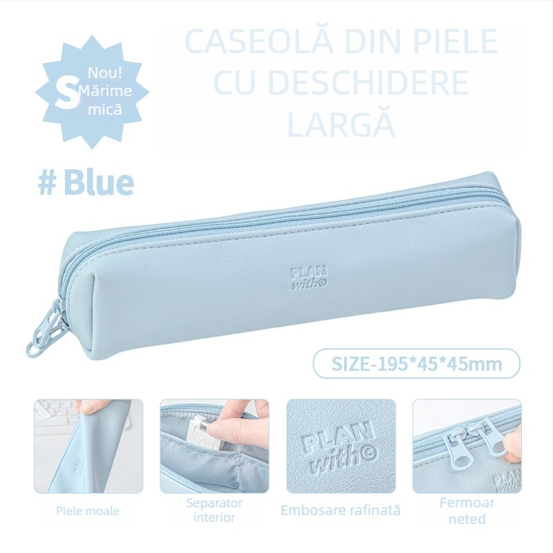 Planwith Penar din piele PU, deschidere amplă, rezistent la apă, capacitate mare, pentru elevi