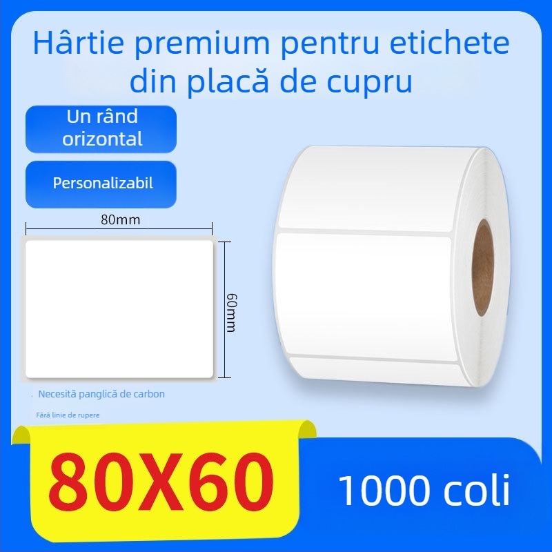 Hârtie pentru transfer termic cu etichete autocolante, etichetă cu informații despre produs și cod de bare, 70×50 mm