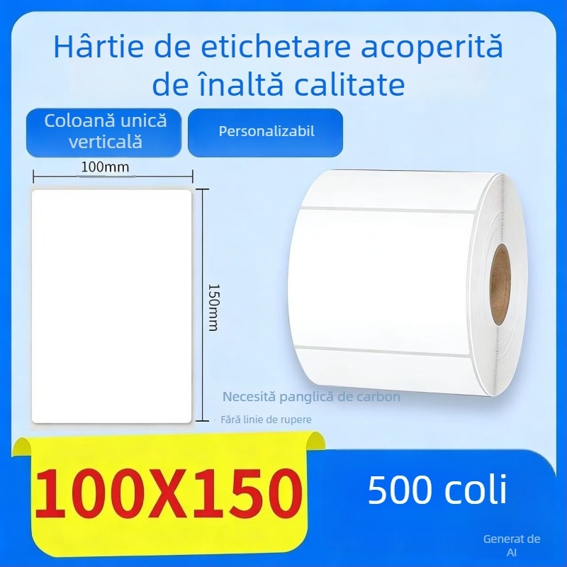 Hârtie pentru transfer termic cu etichete autocolante, etichetă cu informații despre produs și cod de bare, 70×50 mm