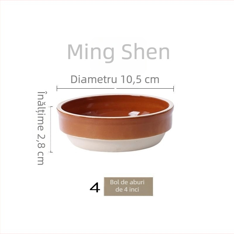 Bol ceramic pentru aburi, orez și legume, stil retro, formă rotundă, ceramică, compatibil cu microunde, utilizare în restaurante