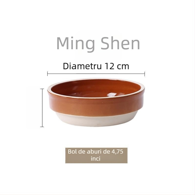 Bol ceramic pentru aburi, orez și legume, stil retro, formă rotundă, ceramică, compatibil cu microunde, utilizare în restaurante