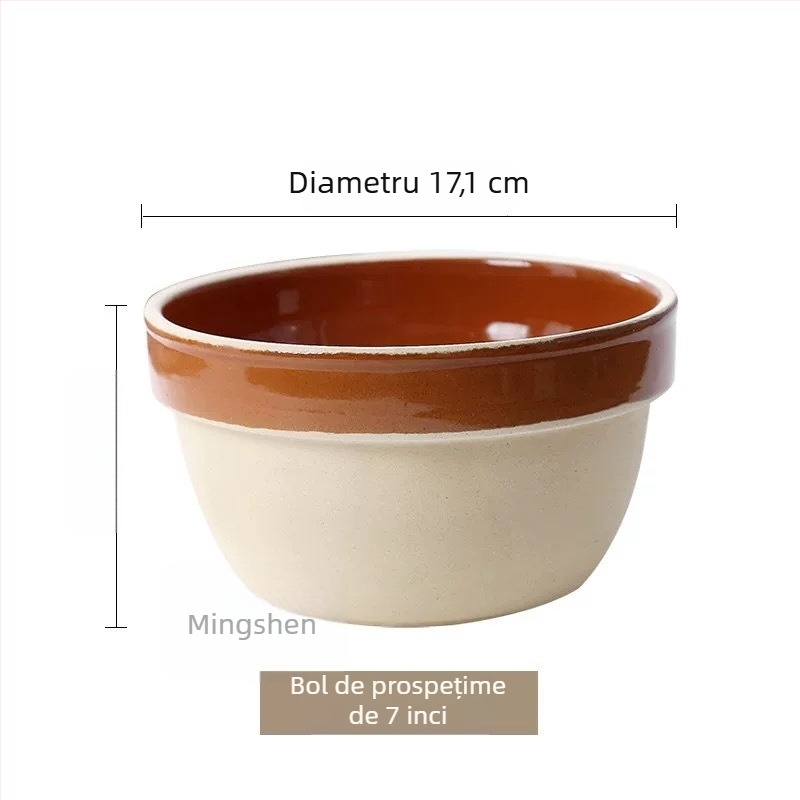 Bol ceramic pentru aburi, orez și legume, stil retro, formă rotundă, ceramică, compatibil cu microunde, utilizare în restaurante