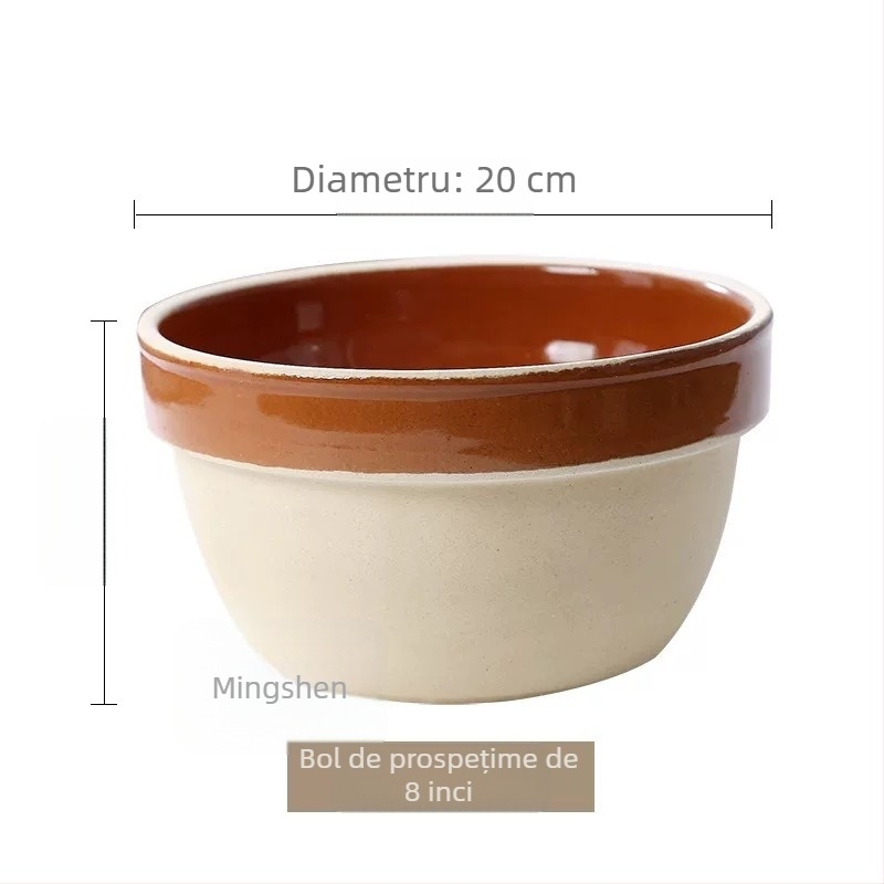 Bol ceramic pentru aburi, orez și legume, stil retro, formă rotundă, ceramică, compatibil cu microunde, utilizare în restaurante