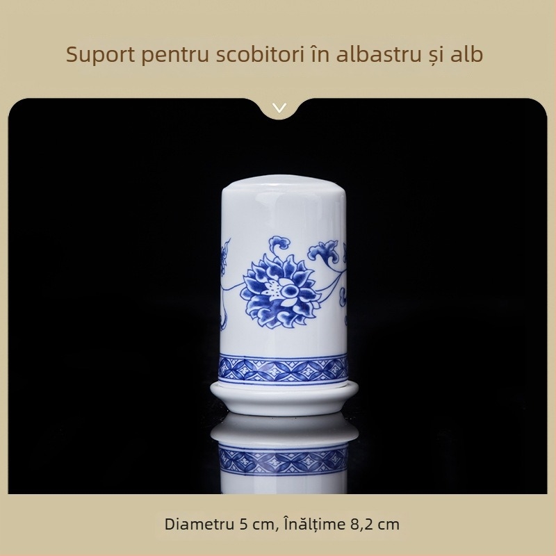 Bol ceramic pentru orez, stil național, porțelan albastru și alb, veselă ceramică elegantă