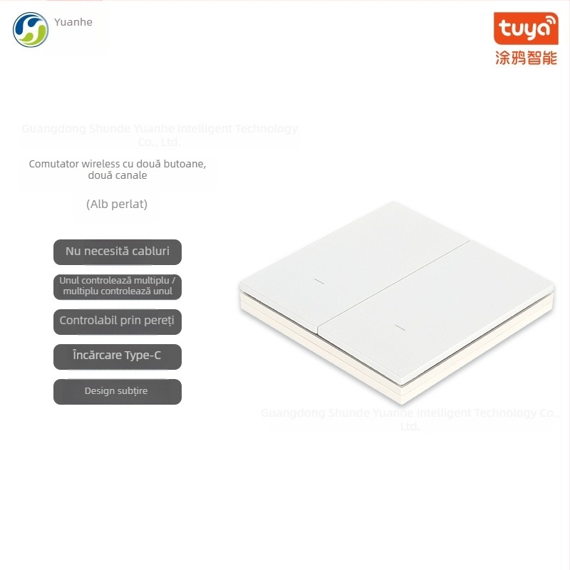 Comutator circular Zigbee, fără fir, montaj cu bandă adezivă, telecomandă, control prin perete, pentru uz casnic