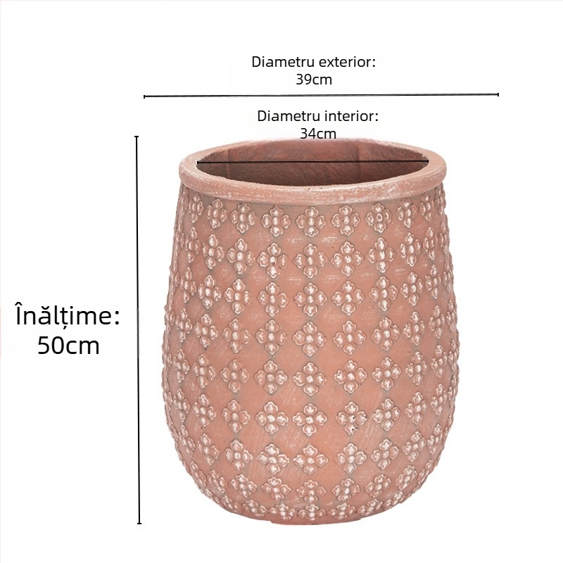 Ghiveci din lut de magneziu în stil artă modernă european-americană, pentru sufragerie, pentru interior și exterior, ghiveci de podea, extra-large, pentru plante verzi