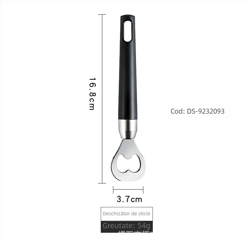 Set de ustensile de bucătărie din oțel inoxidabil 304, cu mânere din plastic: tăietor de pepene, deschizător de sticle și cuțit pentru fructe