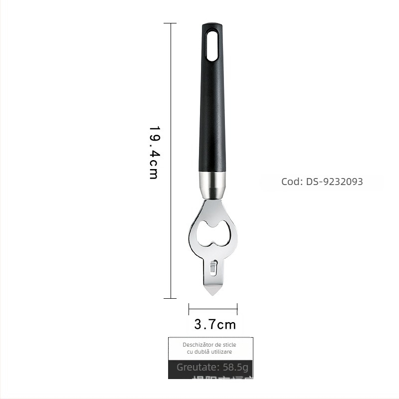 Set de ustensile de bucătărie din oțel inoxidabil 304, cu mânere din plastic: tăietor de pepene, deschizător de sticle și cuțit pentru fructe