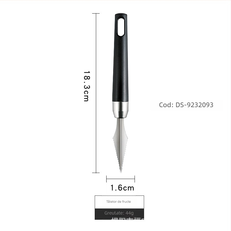 Set de ustensile de bucătărie din oțel inoxidabil 304, cu mânere din plastic: tăietor de pepene, deschizător de sticle și cuțit pentru fructe