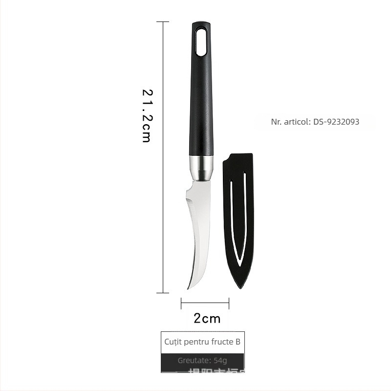Set de ustensile de bucătărie din oțel inoxidabil 304, cu mânere din plastic: tăietor de pepene, deschizător de sticle și cuțit pentru fructe