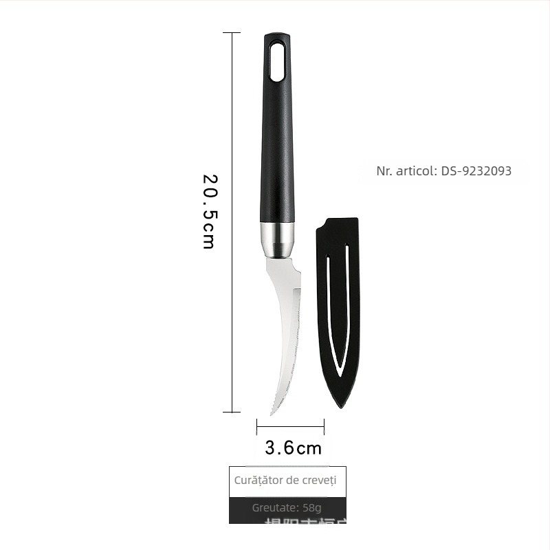 Set de ustensile de bucătărie din oțel inoxidabil 304, cu mânere din plastic: tăietor de pepene, deschizător de sticle și cuțit pentru fructe