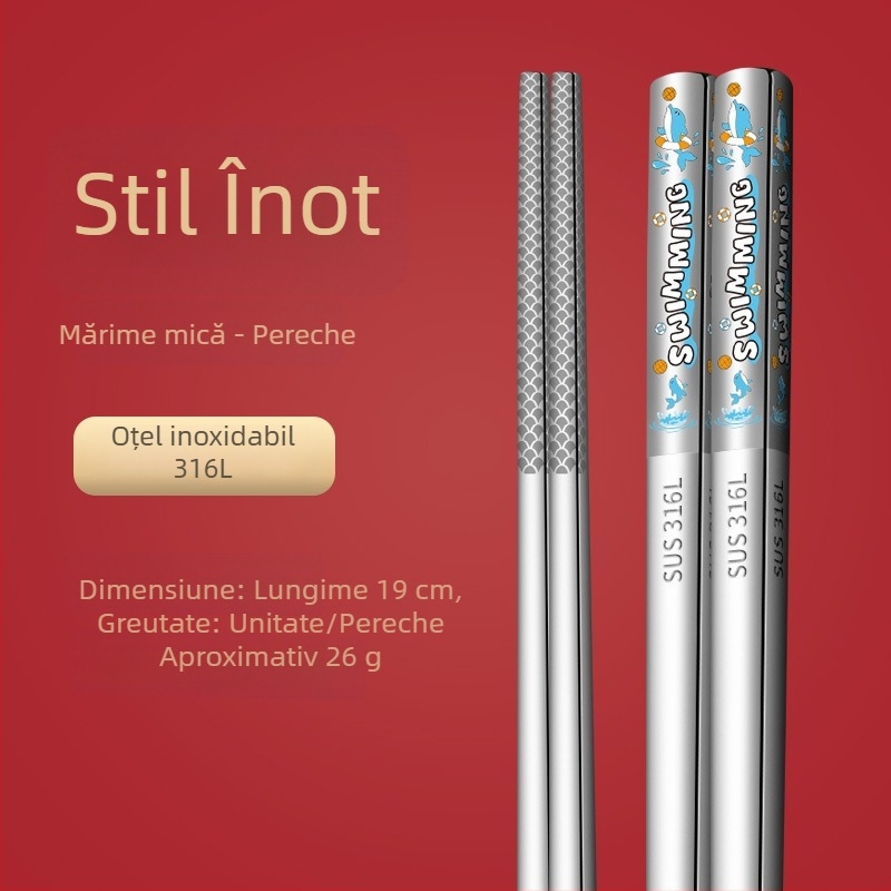 Bețișoare chineze personalizate din oțel inoxidabil 316, pentru uz casnic, câte un bețișor pe persoană, design pătrat complet, logo cu laser