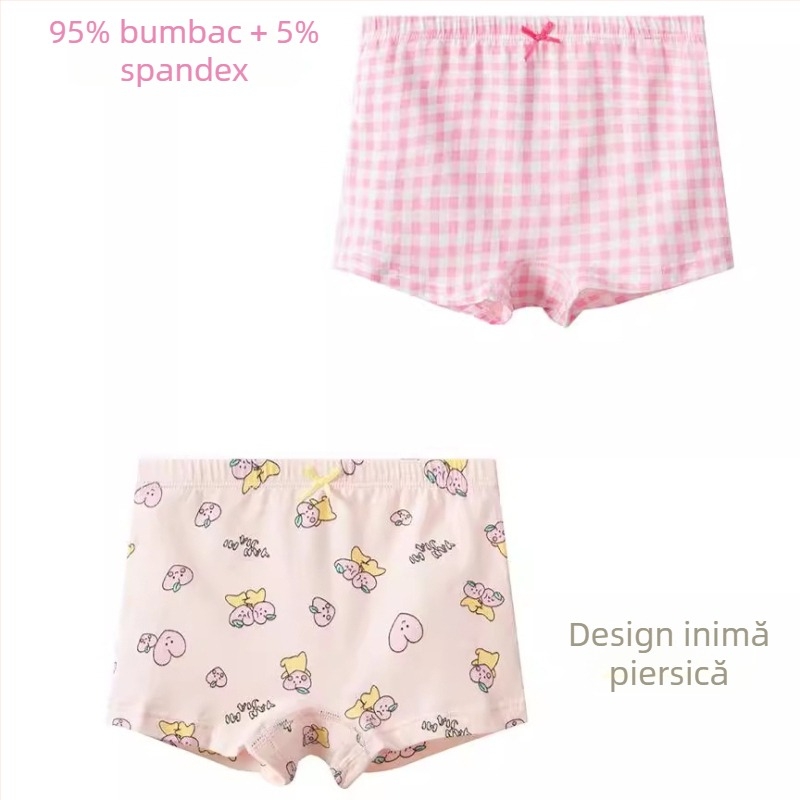 Nonoisbell boxeri din bumbac pentru fete, cu imprimeu desen animat, confortabili pentru vară, copii 3–8 ani (100–140 cm)