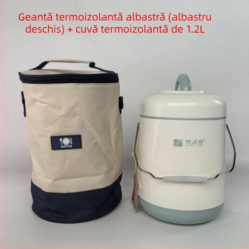 Cutie de prânz izolată termic, cu interior din sticlă vidată, recipient cu dublu strat pentru menținerea temperaturii, portabilă, cu capacitate mare pentru elevi