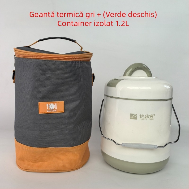 Cutie de prânz izolată termic, cu interior din sticlă vidată, recipient cu dublu strat pentru menținerea temperaturii, portabilă, cu capacitate mare pentru elevi