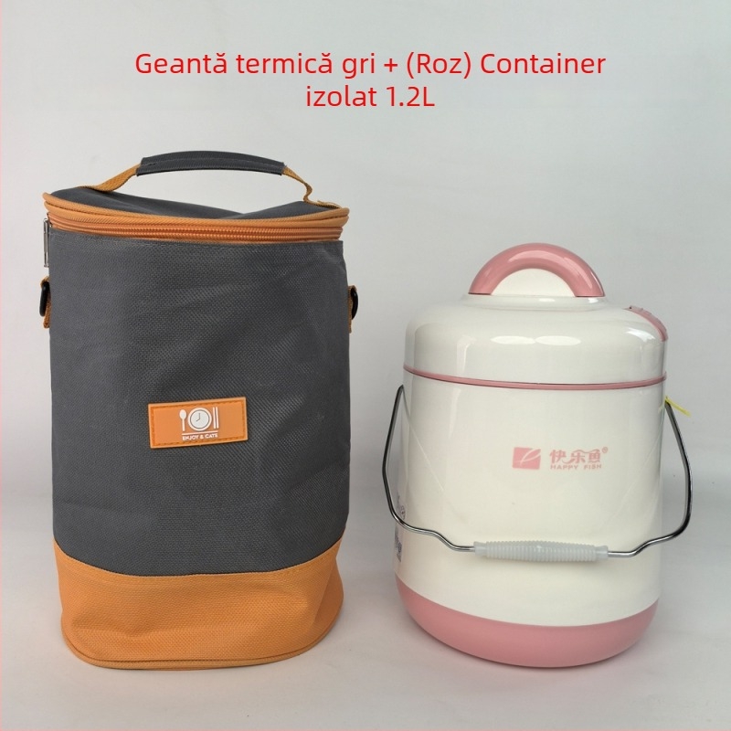 Cutie de prânz izolată termic, cu interior din sticlă vidată, recipient cu dublu strat pentru menținerea temperaturii, portabilă, cu capacitate mare pentru elevi