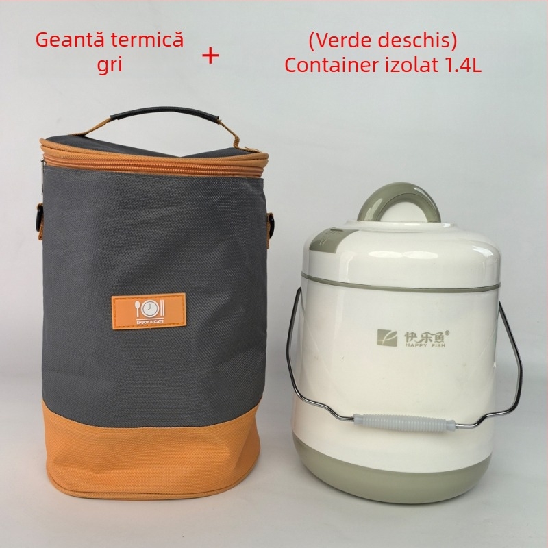 Cutie de prânz izolată termic, cu interior din sticlă vidată, recipient cu dublu strat pentru menținerea temperaturii, portabilă, cu capacitate mare pentru elevi