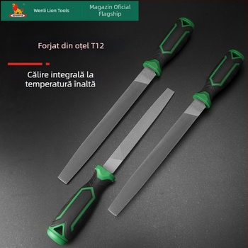 Set de fișiere Power Lion – fișiere asortate (triunghiulare, rotunde, plate, semi-rotunde) din oțel T12, cu mâner, 200–300 mm