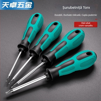 Șurubelniță cu găuri, biti hexagonali în formă de floare, T5–T20, mâner drept, magnetic, izolat, oțel CR-V