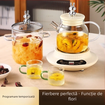 Oală de wellness din sticlă pentru birou, ceainic electric multifuncțional cu control inteligent al temperaturii, capacitate 1 L, 220 V, 300–350 W