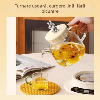 Oală de wellness din sticlă pentru birou, ceainic electric multifuncțional cu control inteligent al temperaturii, capacitate 1 L, 220 V, 300–350 W