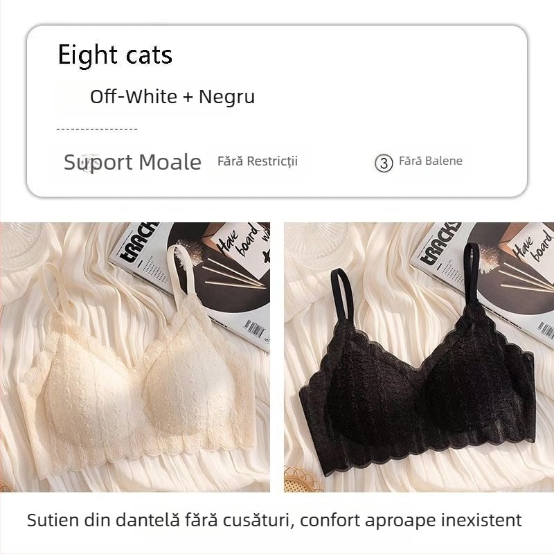 Sutien fără cusături din dantelă cu efect balon, pentru sâni mici, push-up, fără arcuri, modelare a spatelui