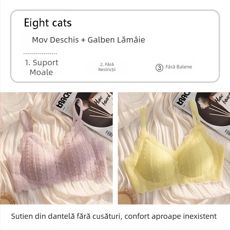 Sutien fără cusături din dantelă cu efect balon, pentru sâni mici, push-up, fără arcuri, modelare a spatelui
