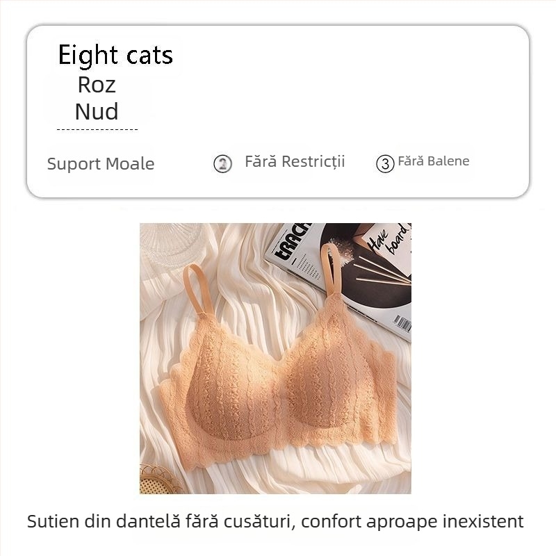 Sutien fără cusături din dantelă cu efect balon, pentru sâni mici, push-up, fără arcuri, modelare a spatelui
