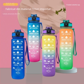 Ronya sticlă de sport cu pai, capac gradient, 1 L, pentru drumeții în aer liber